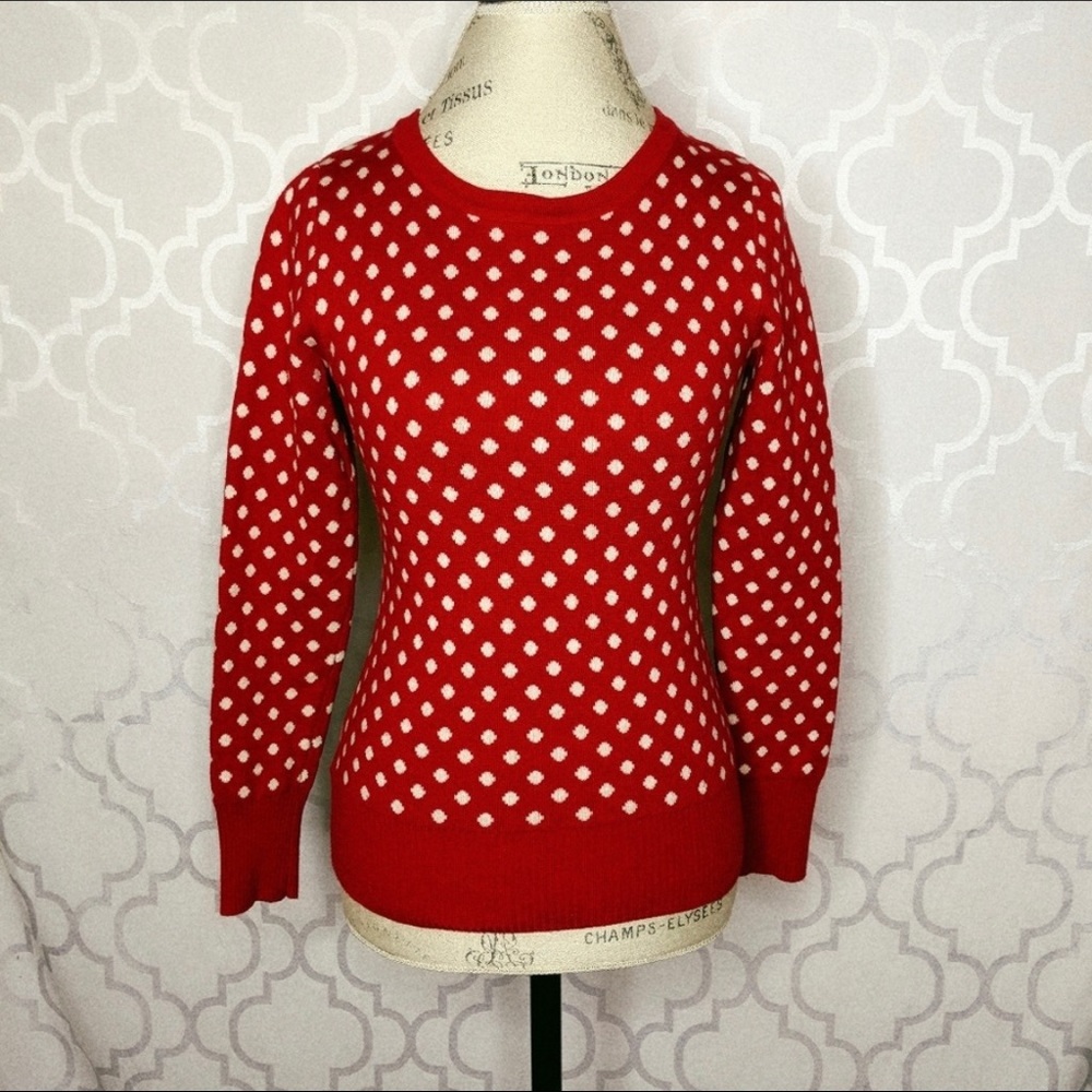 Red knit sweater w/white polka dots Size 80 (small